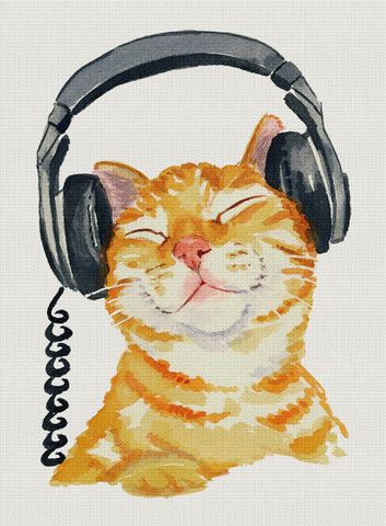 Illustration Art Nouveau, Art Musical, Image Chat, Orange Tabby Cats, 수채화 그림, Yellow Cat, Orange Tabby, Watercolor Cat, Art Et Illustration