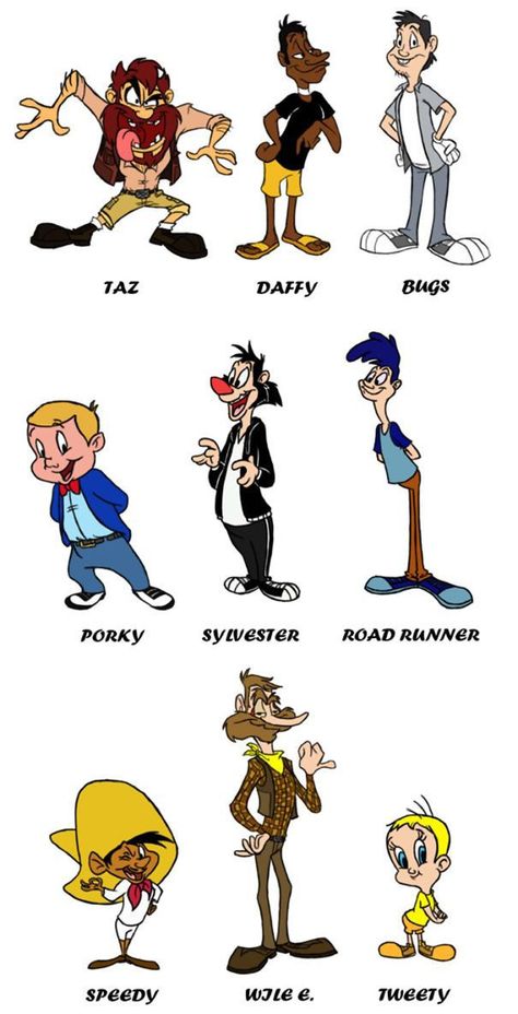 Disney Characters As Humans, Cartoon Characters As Humans, Realistic Cartoons, Looney Tunes Characters, Looney Tunes Cartoons, Cartoon As Anime, Classic Cartoon Characters, Wall E, Retro Cartoons