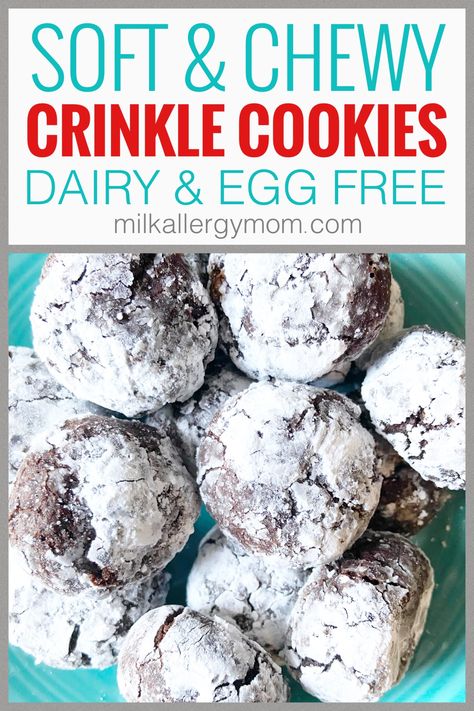 Dairy And Egg Free Christmas Treats, Egg Free Christmas Cookies, Egg Free Dessert Recipes, Egg Free Cookies Recipes, Soft Batch Cookies, Milk Allergy Mom, Nut Free Cookies, Cookies Eggless, Egg Free Desserts