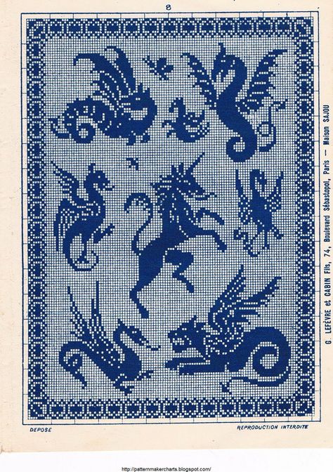 Free Easy Cross, Pattern Maker, PCStitch Charts + Free Historic Old Pattern Books: Easy Cross Magical Beasts, Dragon Cross Stitch, Pattern Maker, Pixel Crochet, Easy Cross, Tapestry Crochet Patterns, Cross Stitch Pictures, Crochet Tapestry, Crochet Cross