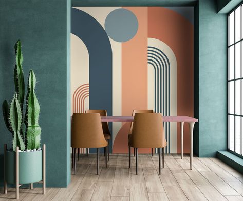 Wallpaper Boho, Office Wallpaper, Abstract Art Wallpaper, Art Deco Wallpaper, Geometric Wallpaper, Wallpaper Mural, Textured Wallpaper, Home Decor Styles, Trending Decor