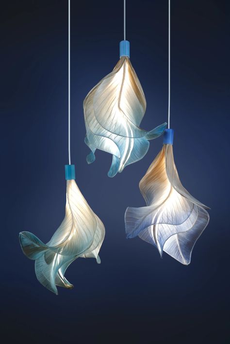 Sculptural Lighting Design, Fish Inspired Architecture, Light Product Design, Ocean Interior Design, Sea Lamp, Ocean Sculpture, Biomorphic Design, Ocean Lamp, Interior Design Lighting