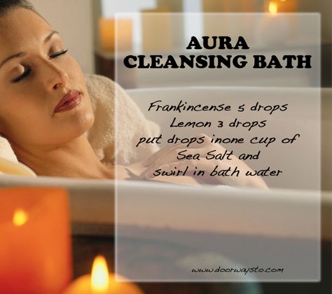 Aura cleansing bath                                                                                                                                                                                 More Sage Purification, Aura Cleansing Bath, Bath Magic, Spiritual Cleansing Bath, Bath Rituals, Cleansing Bath, Soul Cleansing, Witch Tips, Spiritual Bath