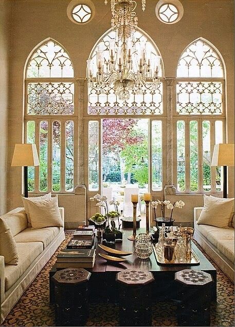 Gorgeous windows Cathedral Windows, Villa Plan, Beautiful Windows, Pretty Room, A Living Room, Home N Decor, Large Windows, Beautiful Interiors, 인테리어 디자인