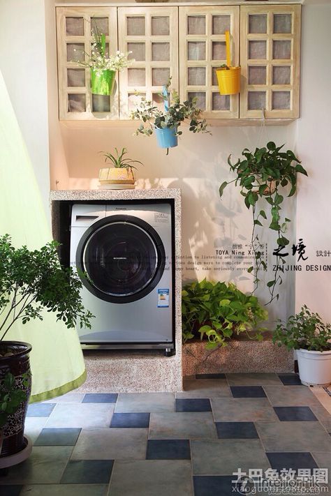 Balcony laundry room Terrace Washing Machine Ideas, Washing Machine Area Ideas In Balcony, Washing Machine In Balcony, Washing Machine Area Ideas Outdoor, Balcony Bar Ideas, Washing Machine Area Ideas, Outbuilding Ideas, Laundry Idea, Outdoor Laundry