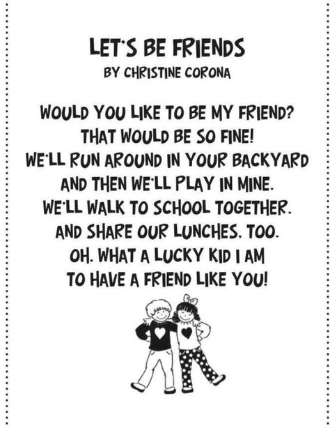 17+ Rhyming Quotes About Friendship - Rhyming Quotes About Friendship and Friendship Poem | Classroom Ideas | Kids Poems, Friendship  -  #rhymingquotesaboutfriendship #shortrhymingquotesaboutfriendship Friendship Quotes For Kids, Poems Friendship, Poem Friendship, Rhyming Poems For Kids, Rhyming Quotes, Simple Poems, Rhyming Poems, Quotes About Friendship, Songs For Toddlers