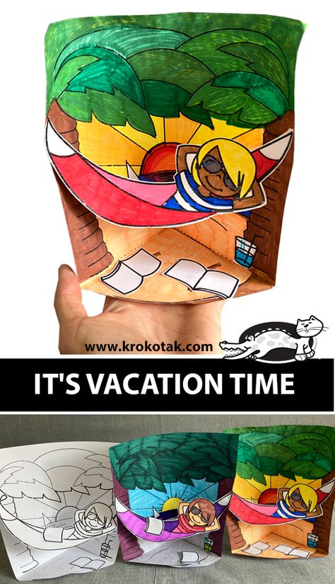 krokotak | IT’S VACATION TIME Summer Paper Crafts For Kids, Vacation Activities For Kids, Construction Paper Crafts, Children Activities, Ready For School, Summer Crafts For Kids, Turtle Shell, Craft Classes, Toddler Art