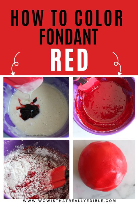 How To Make Fondant For Beginners, Red Fondant, Red Fondant Cake, Homemade Fondant Recipe Marshmallows, How To Color Fondant With Food Coloring, Red Polymer Clay Recipe, Tips For Working With Fondant, How To Color Fondant, Homemade Fondant