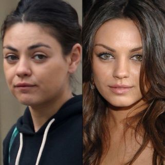 Celebs Without Makeup (You Know You Can't Resist) Celebs Without Photoshop, Celebrities No Makeup Faces, Mila Kunis No Makeup, Mila Kunis Without Makeup, Jennifer Lopez Without Makeup, Mila Kunis Makeup, Zodiac Signs Outfits Style Inspiration, Makeup Wrinkles, Models Without Makeup