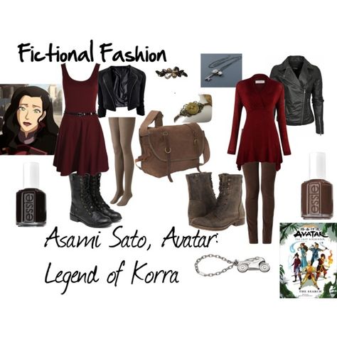 "Asami Sato, Avatar: Legend of Korra" by fictional-fashion on Polyvore Airbender Clothes, Mha Clothes, Avatar Party, Avatar Cosplay, Asami Sato, Lazy Halloween Costumes, Nerd Outfits, Lazy Halloween, Everyday Cosplay