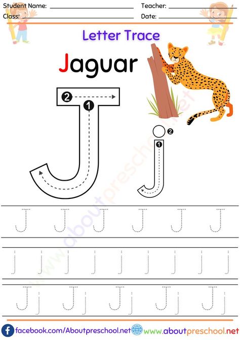 Letter J Tracing Worksheet PDF Preschool Letter J, English Alphabet Pronunciation, Preschool English, Tracing Alphabet, Japanese Letter, Learning Alphabet, Alphabet Song, Preschool Letter, Preschool Alphabet