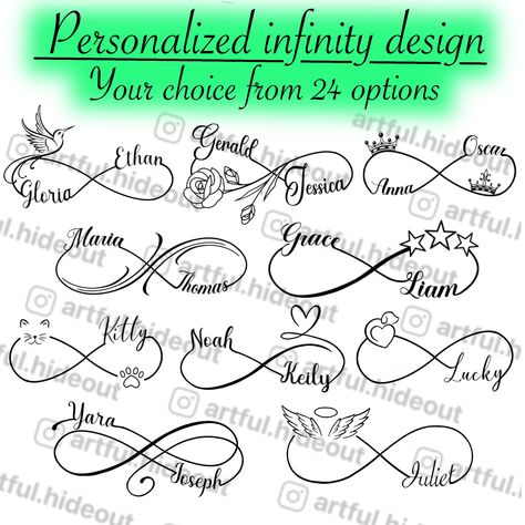 Infinity Tattoo For Lost Loved Ones, Infinity With Date Tattoo, Infinity Name Tattoo Designs, Couple Tattoos Infinity Symbols, Infinity Symbol Tattoo With Names, Couples Infinity Tattoos, Tattoo Ideas For Childrens Names, Infinity Wrist Tattoos For Women, Infinity Tattoo With Initials