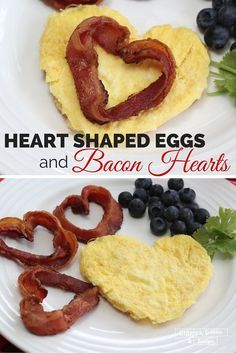 Heart Shaped Eggs with Bacon Hearts are the perfect Valentine's Day breakfast. Surprise your little one with these heart shaped foods. http://gigglesgobblesandgulps.com/heart-shaped-eggs-with-bacon-hearts/ Birthday Breakfast Kids, Bacon Hearts, Eggs With Bacon, Breakfast Kids, Valentines Brunch, Eggs Ideas, Valentines Breakfast, Heart Shaped Food, Eggs And Bacon