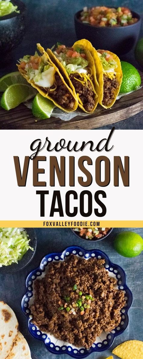 Let's make the best Ground Venison Tacos using only simple ingredients and your very own homemade taco seasoning mix! I love this easy recipe because it is perfectly suited for savory wild game meat, but you can just as easily use it with ground beef or turkey for any taco night! Deer Tacos, Venison Tacos, Easy Venison Recipes, Ground Venison Recipes, Make Taco Seasoning, Venison Meat, Homemade Taco Seasoning Mix, Taco Seasoning Mix, Deer Recipes