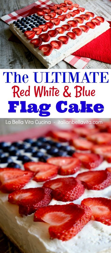 Still The Best Red, White and Blue Flag Cake from Ina Garten Red White And Blue Cakes, Flag Cheesecake, Red White Blue Cake, Flag Cake, Patriotic Food, Patriotic Desserts, 4th Of July Cake, Blue Desserts, Party 2023