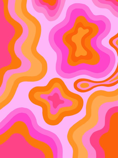 Cute Orange And Pink Wallpaper, Pink And Organe Aesthetic, Orange And Pink Pattern, Pink And Orange Iphone Wallpaper, Swirl Art Painting, Pink And Orange Room Aesthetic, Pink And Orange Widget, Bright Retro Aesthetic, Hot Pink And Orange Aesthetic