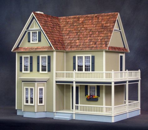 Farmhouse Dollhouse, Good Toys, Wooden Dollhouse Kits, Real Good Toys, Doll House Plans, Model House, Victorian Dollhouse, Interior Windows, Starter Home