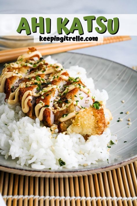 Ahi katsu made with crispy, breaded, fried pieces of fish topped with a delicious sauce is a great recipe to serve for your next meal. Ahi Recipes, Katsu Sauce Recipe, Katsu Sauce, Katsu Recipes, Hawaiian Recipes, Island Food, Hawaiian Food, Prep Recipes, Recipe Video