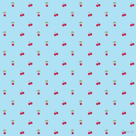 Lovely pattern of cherries in light blue background, available as a great variety of items on my Redbubble store.  If you like my work, spread the word and/or grab some goodies from there. Thanks for looking! Blue Cherry Wallpaper, Widget Ideas, Blue Cherry, Light Blue Background, Cherry Print, Red Wallpaper, Red Pattern, Lights Background, Blue Wallpapers