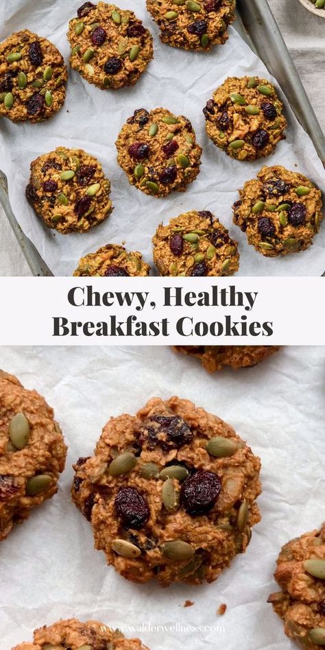 Chewy Breakfast Cookies, Healthy Oats Cookies, Pumpkin Seed Cookies, Vegan Breakfast Cookies, Healthy Pumpkin Cookies, Healthy Nutritious Breakfast, Oats Cookies, Pumpkin Breakfast Cookies, Snack Sani