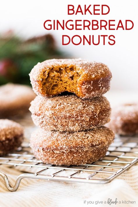 Gingerbread Donuts, Homemade Donuts Recipe, Baked Donut Recipes, Eat Happy, Gingerbread Recipe, Homemade Donuts, Holiday Breakfast, Doughnut Recipe, Oreo Dessert