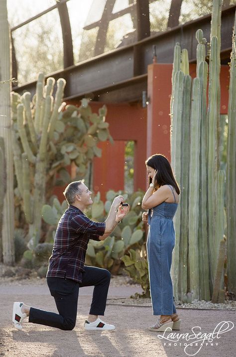 Botanical Garden Proposal, Desert Proposal, Proposal Set Up Ideas, Proposal Surprise, Wedding Family Portrait, Set Up Ideas, Proposal Photoshoot, Desert Botanical Garden, Garden Weddings