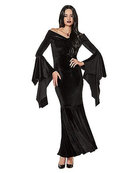 Adult Morticia Addams Costume - The Addams Family - Spirithalloween.com Mortician Addams, Morticia Addams Costume, Home Halloween Costumes, Wednesday Addams Costume, Spirit Halloween Costumes, Addams Family Costumes, Morticia Addams, Beautiful Black Dresses, The Addams Family