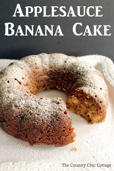 Make this applesauce banana cake for a healthy dessert alternative! Banana Applesauce Cake, Healthy Banana Cake Recipe, Applesauce Bars, Recipe With Applesauce, Healthy Banana Cake, Applesauce Cake Recipe, Banana Bundt, Dessert Alternatives, Egg Replacer