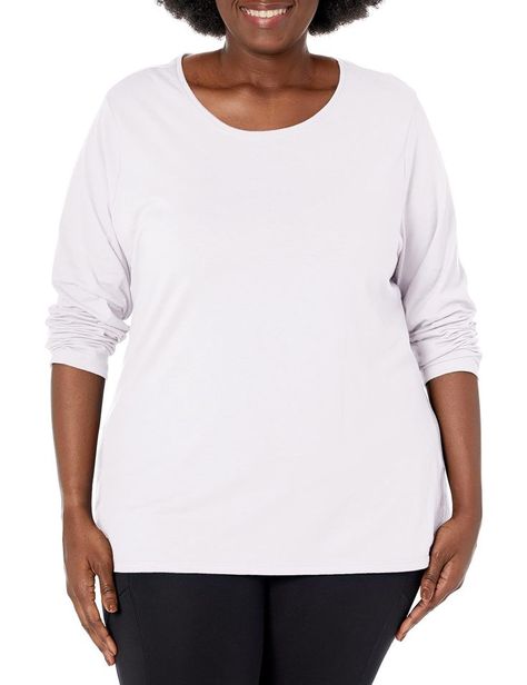 Women's T-Shirt, Plus Size Long Sleeve Cotton Tee, JMS Plus Size Scoop-Neck T-Shirt for Women Just My Size, My Size, T Shirt For Women, Just Me, Sleeve Cotton, Cotton Tee, Women's T Shirt, Neck T Shirt, Winter Outfits