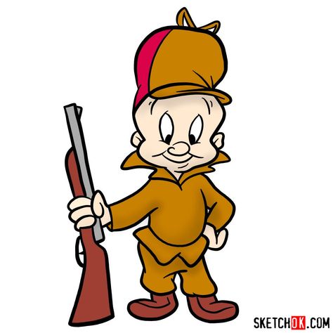 How to draw Elmer Fudd (Egghead) - Step by step drawing tutorials Elmer Fudd Drawing, Elmer Fudd Costume, 90s Cartoon Characters, Cartoon Tutorial, Elmer Fudd, Hanna Barbera Cartoons, Looney Tunes Characters, Looney Tunes Cartoons, 90s Cartoon