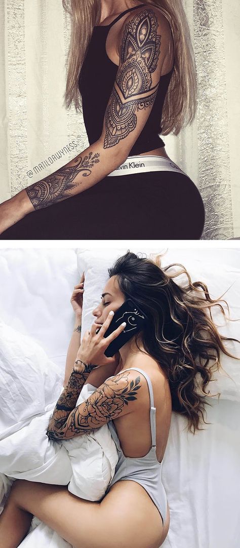 Start Arm Sleeve Tattoo Women, Start Sleeve Tattoo Ideas Women, Full Sleeves Tattoo For Women, Sleeve Filler Ideas Women Lace, Lady Sleeve Tattoo, Half Sleeve For Women Lower Arm, Feminine Full Sleeve Tattoos, Mandala Sleeve Tattoo Women Flowers, Ladies Half Sleeve Tattoo Ideas