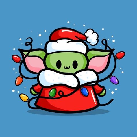 Cristmass Draw, Crismas Drawings Ideas, Cute Christmas Drawing Ideas, Cute Christmas Drawings, Cute Christmas Art, Christmas Draw, Baby Yoda Christmas, Yoda Christmas, Christmas Kawaii