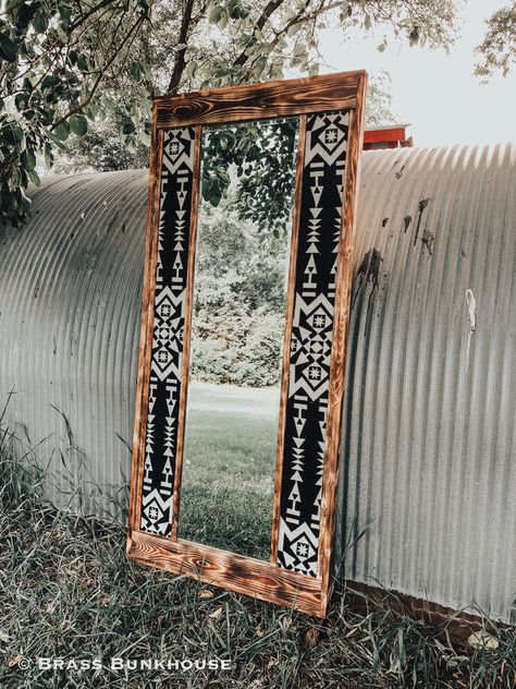 Brass Bunkhouse, White Framed Mirror, Western Mirror, White Mirror Frame, Pocket Holes, Beveled Edge Mirror, Mirror Collection, House Property, Custom Mirrors