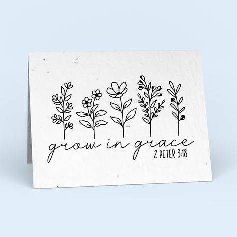 Our Grow In Grace card is great for lifting someone up or "just because" and contains seeds that can be grown into wildflowers! You can personalize it to say whatever you want on the back, we will mail it to any address, and then your recipient can just tear a piece and plant it! In less than month your card could grow into a sprouting garden for your recipient with great care. Grow In Grace Tattoo, Grow Where You Are Planted, Garden Wonderland, Plant Business, Retreat Themes, Fancy Lettering, Grace Tattoos, Sign Inspiration, Meeting Ideas