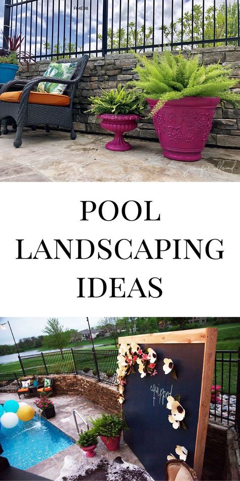 Pool Area Decorating Ideas, Simple House Exterior Design, Old Pots, Pool Landscaping Ideas, Amazing Landscaping Ideas, Jennifer Allwood, Cool Backdrops, Small House Decorating, House Deck