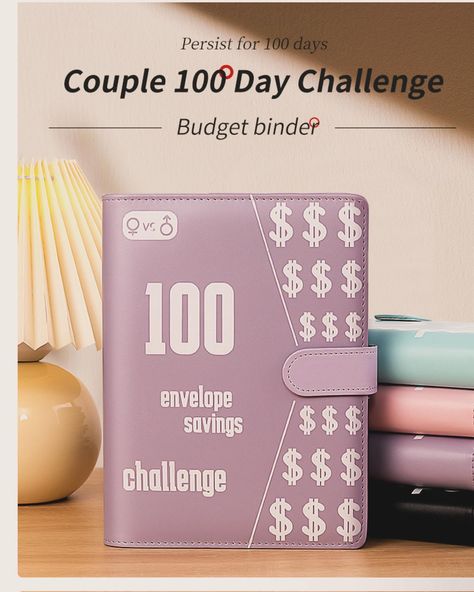 100 Envelope Challenge Binder Couple 100 Day Challenge Savings Handbooks Notebook 100 Day Envelope Challenge, Diy 100 Envelope Challenge Binder, 60 Day Envelope Challenge, 200 Envelope Challenge, One Hundred Envelope Challenge, 100 Day Challenge, Savings Challenge, 100th Day, Envelope