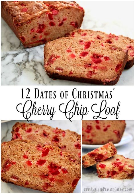 This Cherry Chip Loaf is incredibly moist and full of flavor thanks to the maraschino cherries and cherry chips. It's the perfect holiday treat to share with friends! Cherry Chip Loaf 12 Dates Of Christmas, Cherry Chip Loaf, 12 Dates Of Christmas, Smashed Peas, Watching Christmas Movies, Christmas Bakes, Holiday Treats Christmas, Mini Loaves, Holidays 2023