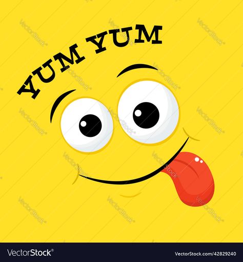 Yummy Emoji, Animated Emoticons, Funny Emoticons, Good Morning Life Quotes, Yellow Background, Design Vector, Yum Yum, Smiley Face, Smiley