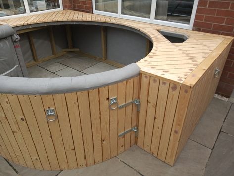 Lazy Spa, Hot Tub Shelters, Garden Spa, Round Hot Tub, Hot Tub Surround, Hot Tub Patio, Hot Tub Deck, Gravel Patio, Backyard Plan