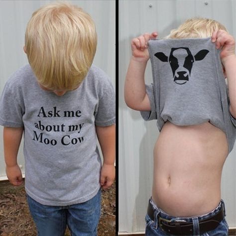 Funny Animal Shirts, Moo Cow, Funny Kids Shirts, Cow Shirt, Baby Outfits, Future Kids, Future Baby, Funny Kids, Ask Me