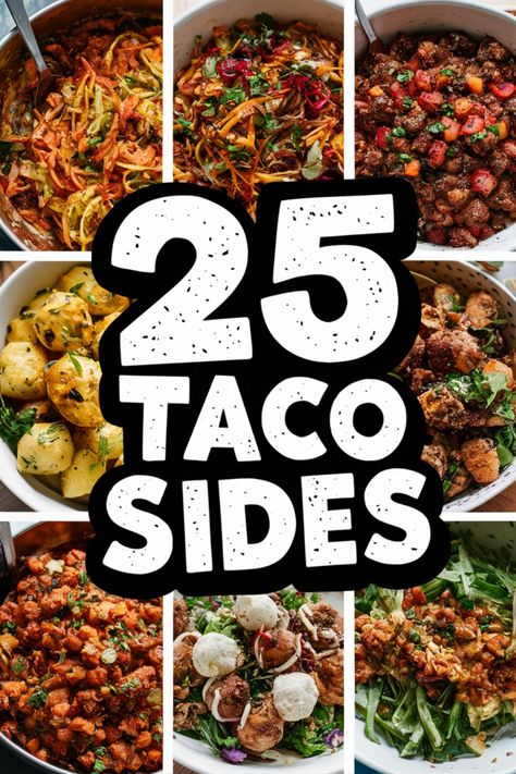 Looking for delicious and easy side dishes to go with your tacos? Check out these mouth-watering ideas for sides for tacos dinner. Whether you're throwing a taco party or cooking a family dinner, these healthy options are sure to please everyone. From fresh salads to zesty Mexican street corn, these sides will perfectly complement your favorite taco recipes. Get ready to elevate your taco night with these simple and tasty sides! Side Dish For Tacos, Sides For Tacos Dinner, Side For Tacos, Side Dishes For Tacos, Taco Sides, Sides For Tacos, Taco Bar Ideas, Taco Night Ideas, Taco Dinner Party