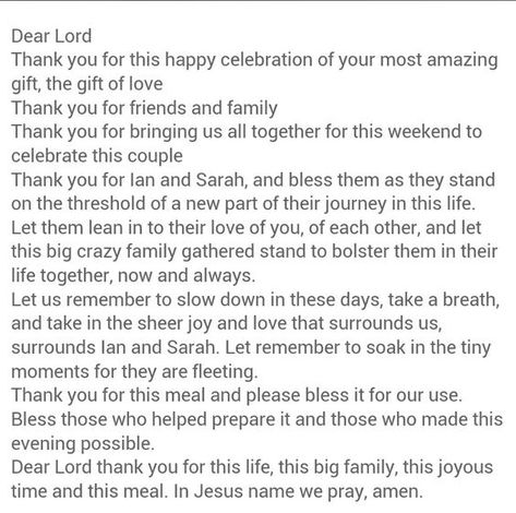 Beautiful rehearsal dinner prayer. | Other Wedding Stuff(non decor ... Wedding Meal Prayer, Engagement Speech, Wedding Prayers, Food Prayer, Dinner Prayer, Wedding Rehearsal Invitations, Wedding Prayer, Rehearsal Invitations, Wedding Reception Dinner