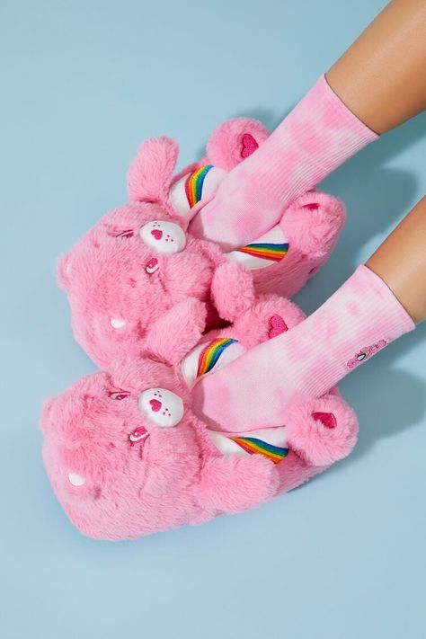 Care Bears Cheer Bear, Cheer Bear, Bear Slippers, Adorable Homes Game, Pink Teddy Bear, Women's Shoes Accessories, Tropical Leaf Print, Girly Accessories, Kid Core