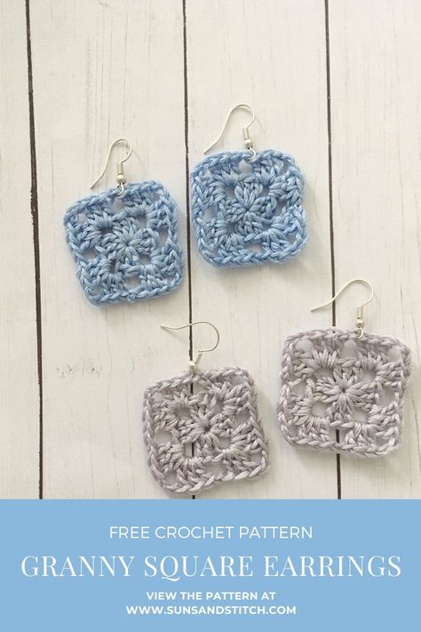 These crochet earrings are super easy to make and take just a bit of embroidery floss and an earring. A pair of these earrings can be whipped up in just 15 minutes! These earrings would be the perfect gift for bachelorette party favors, bridesmaid gifts, birthday, gift for her, teacher gifts, craft market prep last minute gifts and so many more! Embroidery Floss Earrings, Crochet Earrings Pattern Free, Crochet With Embroidery Floss, Gift For Bachelorette Party, Granny Square Earrings, Gift For Bachelorette, Pattern Granny Square, Crocheted Earrings, Coasters Crochet