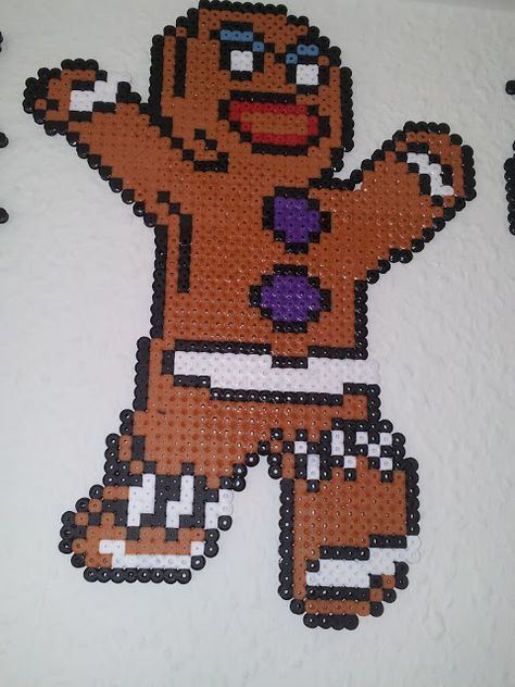 Gingerbread Man - Shrek hama perler beads by Camilla Larse Shrek Perler Beads, Shrek Perler, Gingerbread Man Shrek, Melts Beads, Perler Pattern, Christmas Perler Beads, Grid Patterns, Beads Patterns, Fuse Bead Patterns