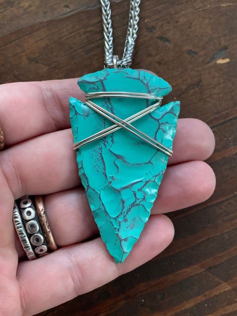 Sagittarius Jewelry, Arrowheads Jewelry, Arrowheads Design, Wire Wrapped Turquoise, Arrowhead Pendant, Byzantine Chain, December Birthstone Jewelry, Arrowhead Necklace, Unique Jewelry Gifts