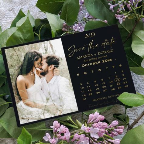 Green Save The Date, Green Calendar, Foil Save The Dates, Gold Save The Dates, Laid Back Wedding, Foil Wedding Invitations, Relaxed Wedding, Foil Invitations, Modern Glam