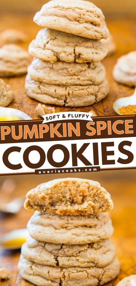 Soft and Puffy Pumpkin Spice Honey Cookies, fall baking, pumpkin recipes, cookies, desserts Pumpkin Cookies Without Pumpkin Puree, Pumpkin Cookies With Honey, Cookies With Pumpkin Puree, Pumpkin Spice Cookies Recipe, Business Cookies, Cookies With Honey, Fluffy Cookies, Pumpkin Spice Cookie Recipe, Pumpkin Spice Desserts