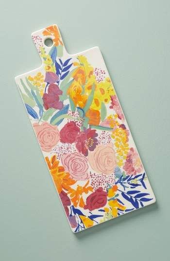 ANTHROPOLOGIE Paint + Petals Cheese Board, afflink, colorful kitchen Board Painting, Colorful Kitchen, Painted Boards, Cute Kitchen, Kitchen Colors, Kitchen Accessories, Cheese Board, Helping People, Creative Art