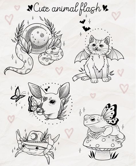 ✨Alina ✨ on Instagram: “🐾 Cute animal Flash 🐾 I’m super excited to tattoo these designs! Dm me to book them in with me! 🖤✨ First come first serve! 🖤 Please do…” Animal Flash Tattoo, Liverpool Tattoo, K Tattoo, Tattoo Flash Sheet, Flash Design, Liverpool City, First Come First Serve, Tattoo You, Body Mods